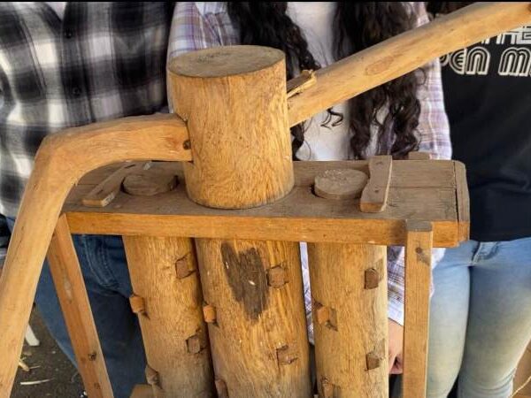 Alumno elaboró un trapiche de madera.